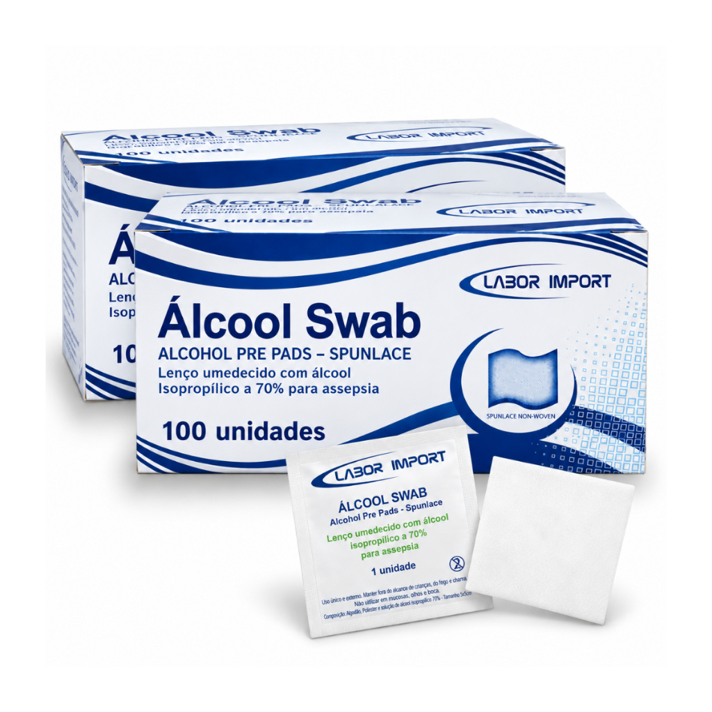 Kit 2 caixas Álcool Swab 70% para Assepsia C/100 Un Antisséptico