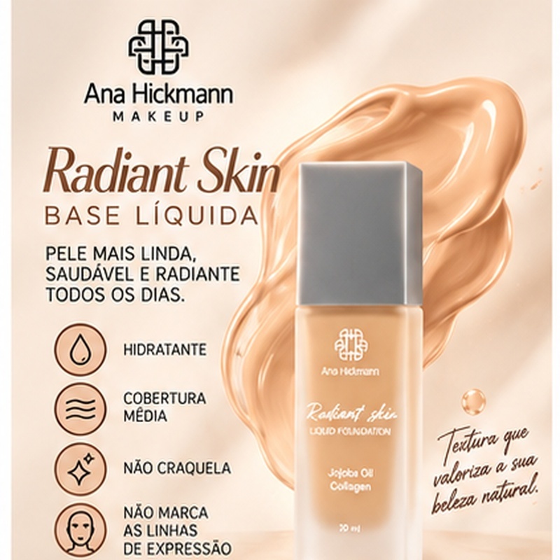 Base Liquida Radiant Skin Cobertura Média Foudation Ana Hickmann
