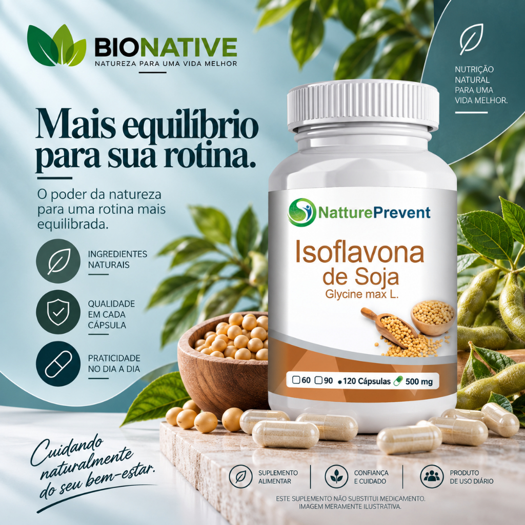 Isoflavona da SojaVit 500mg 60 / 90 / 120 Cápsulas - Menopausa - suplemento - BIONATIVE