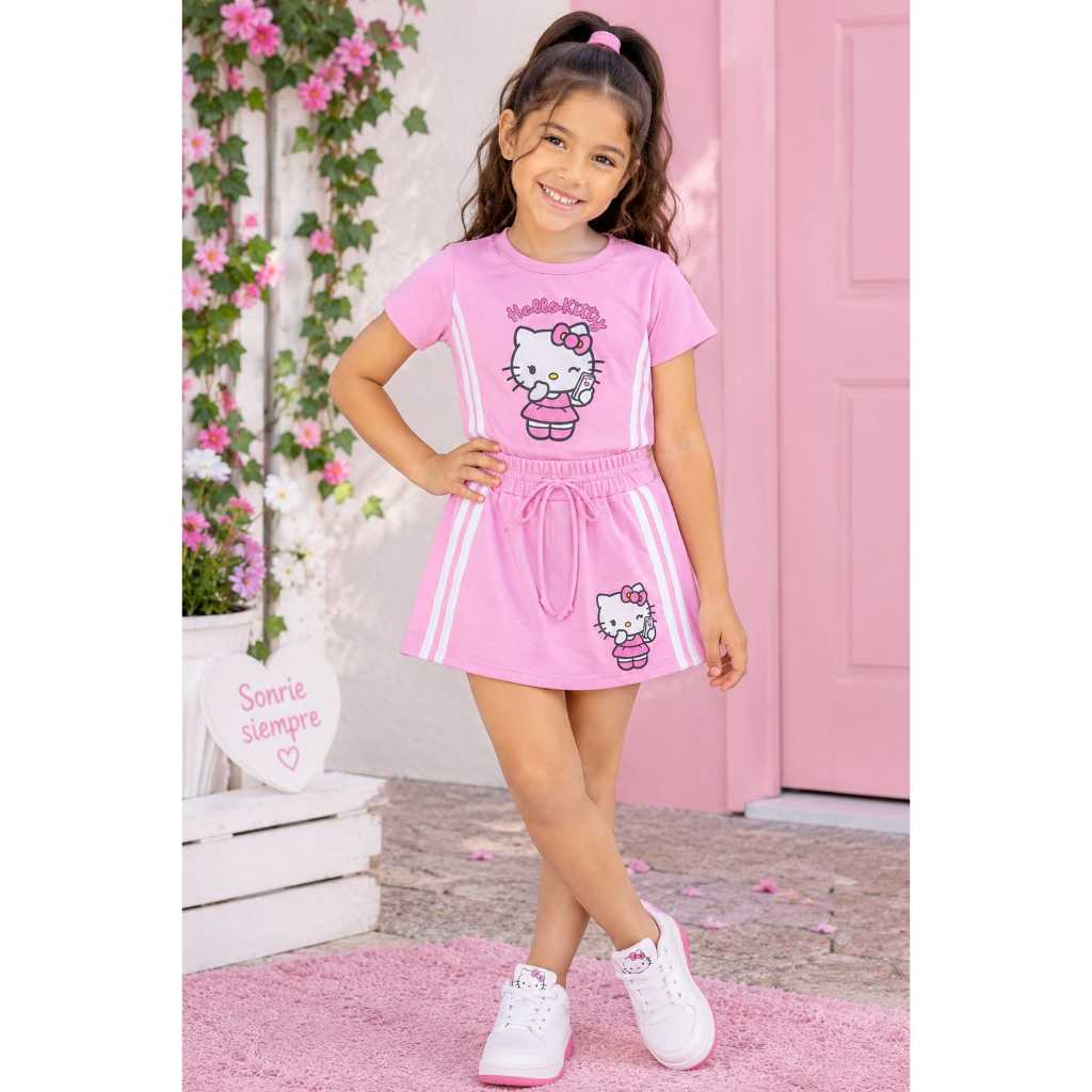 Conjunto Infantil Feminina Hello Kitty Perfeito Para Sua Menina 4 ate 12 anos