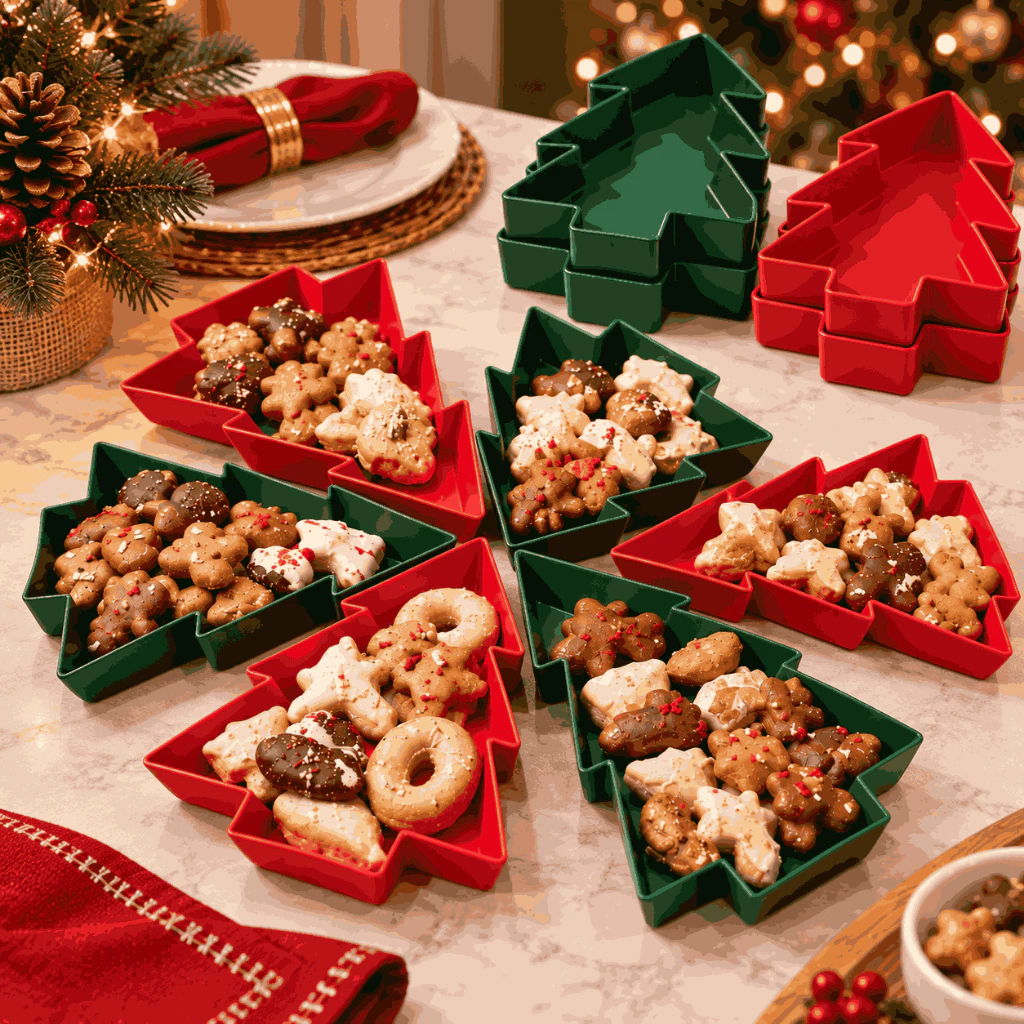 Kit 6 Tigelas Árvore de Natal 6 Peças Empilháveis Para Doces Petiscos Mesa Posta Ceia e Decoração Natalina — imagem 1