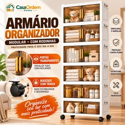 Armário Organizador Multiuso Caixa Organizadora Dobrável Armário de Plástico Empilhável com Rodízios Organizador para