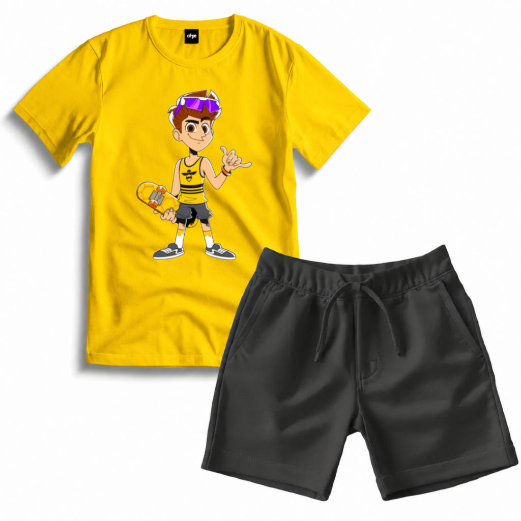 Kit Conjunto Infantil Natan Youtuber Camiseta E Bermuda Moletinho Blogueirinho Estiloso