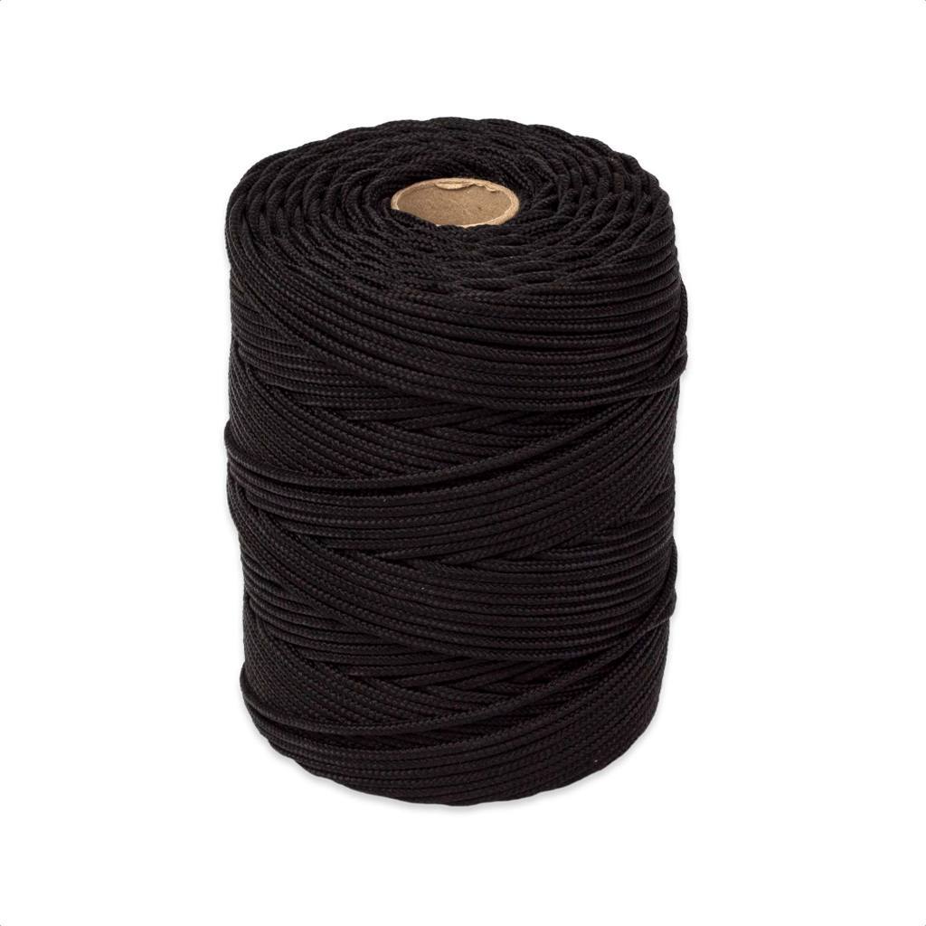 Rolo Corda Náutica 3,0mm com 205metros para Movelaria, Artesanato e Bordado, Pesca e Selaria PRETO