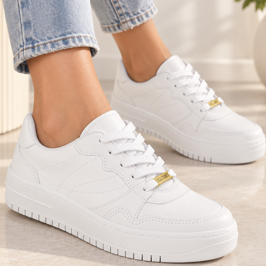 Tênis Feminino Branco Plataforma Casual Original Vizzano Lançamento Despojado Combina Fácil