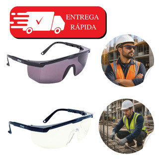 Óculos de Proteção Segurança EPI Incolor/Cinza CA Construção Obra Esporte Laboratórios