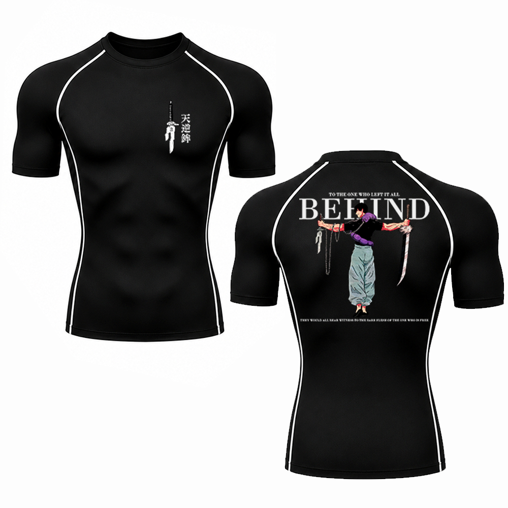 Camiseta Compressão Masculina Costura Inversa Esportiva Academia Anime Manga Toji Fushiguro Inverted Spear Unissex