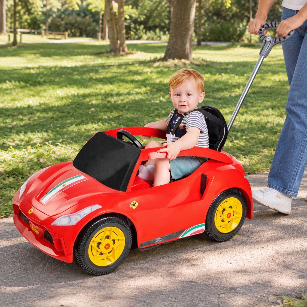 Carrinho Infantil Racer Turbo 2 em 1 Com Haste Para Passeio e Pedal Calesita