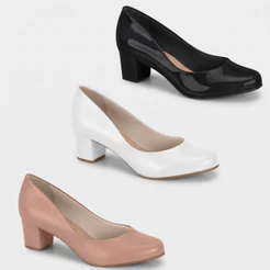 Sapato Feminino Beira Rio Scarpin Bico Redondo Salto Baixo Grosso Conforto