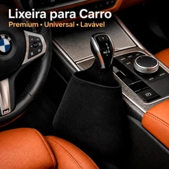 Lixeira Para Carro Automotiva Premium Neoprene Lavável Universal Câmbio Encosto Banco Lixinho Preto