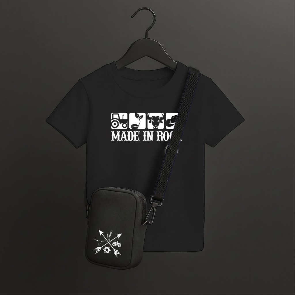 Conjunto Camiseta E Bolsa Made In Roça Estilo Rural Masculino Feminino Roupa Casual Confortável E Moderna