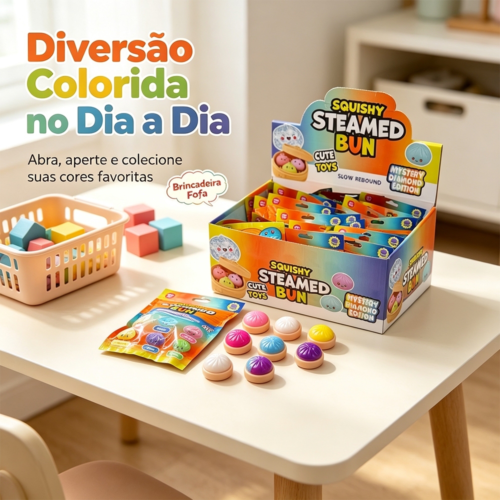 4 Unidades Mini Bolinho Squishy Anti-Estresse 7 Cores Sortidas Pacote Surpresa KL-7013