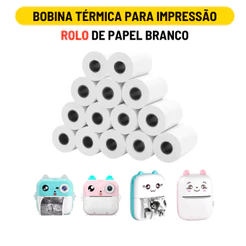Bobina Rolo De Papel Térmico Branco Refil Para Mini Impressora Portátil e Câmera Instantânea