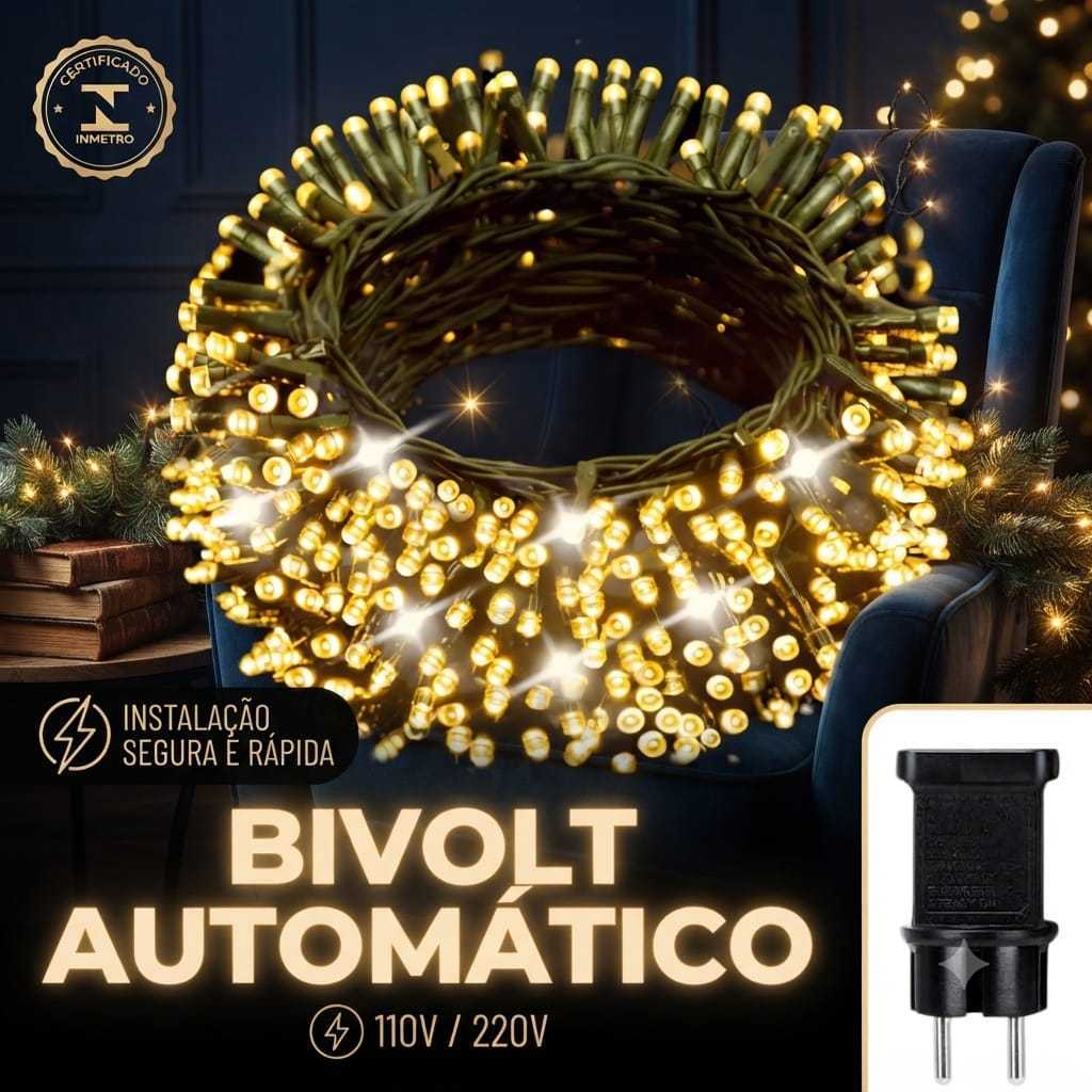 Pisca Cordão Estrobo 50metros 500led Decoração Natal Luxo premium pisca pisca quente/frio