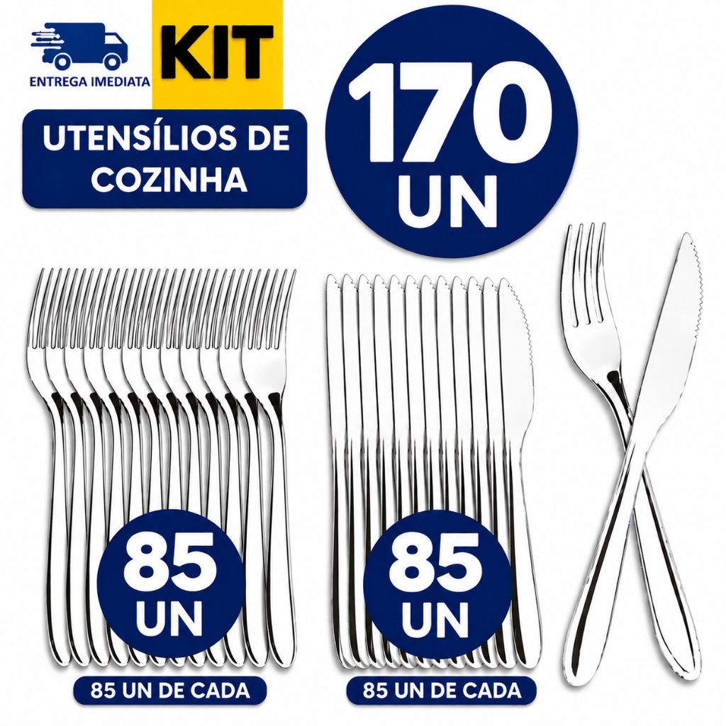 CONJ. DE 170 - SENDO 85 FACAS E 85 GARDOS Talheres Inox Super Resistente Não Enferruja