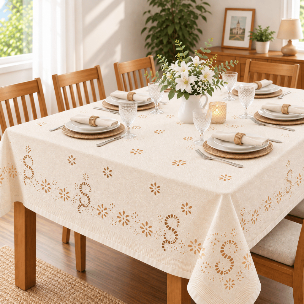 Toalha de Mesa de Linhão  4 e 6 Lugares Premium Alta Qualidade. Entrega Super Rápida