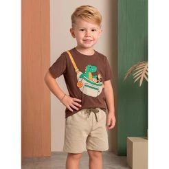 Conjunto Verão Infantil Masculino Camiseta e Bermuda