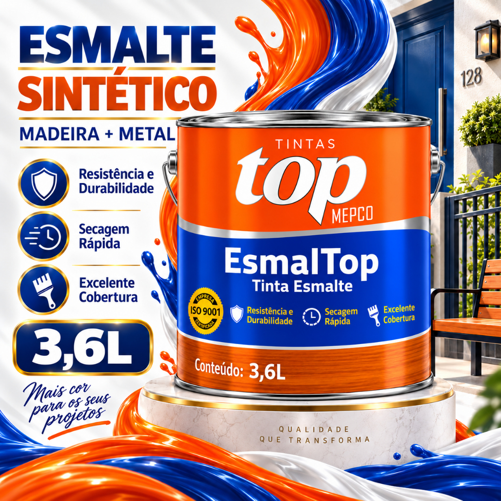 Tinta Esmalte Sintético Brilhante 3,6L - Metal e Madeira ( Base Solvente )