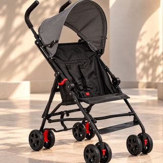 Carrinho De Bebê Passeio Guarda Chuva Preto Dobrável Leve Compacto Seguro 15kg