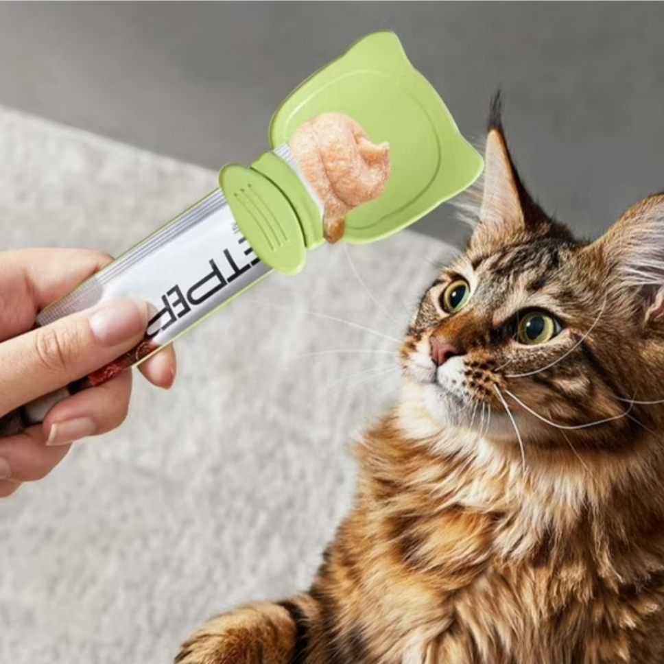 Colher Espremedora Sachê Gato Petisco Churu Petisco Cremoso Alimentador Comida