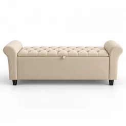 Baú Recamier Divã Paris Capitonê 150cm Para Cama Queen Tecido Suede Estrutura em Madeira - AV