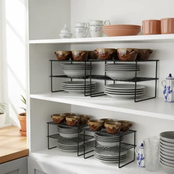 Kit 4 Rack 30cm Organizador de Cozinha Armario Objeto Preto