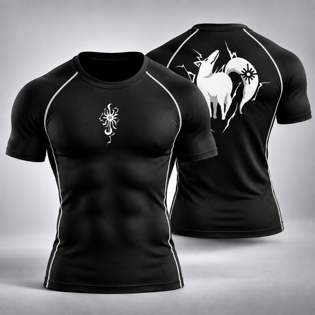Camiseta Compressão Costura Inversa Masculina Esportiva Apertada Fitness Ban Ganancia Nanatsu No Taizai Anime Gym