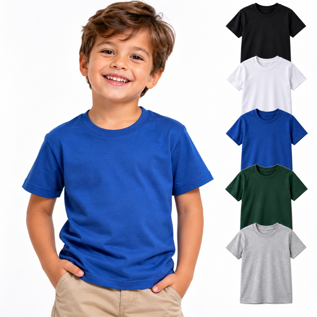 Kit 3/5 Camisetas Infantil Criança 100% Lisa Básica Manga Curta Unissex Masculina Feminino Menino Menina Bebê
