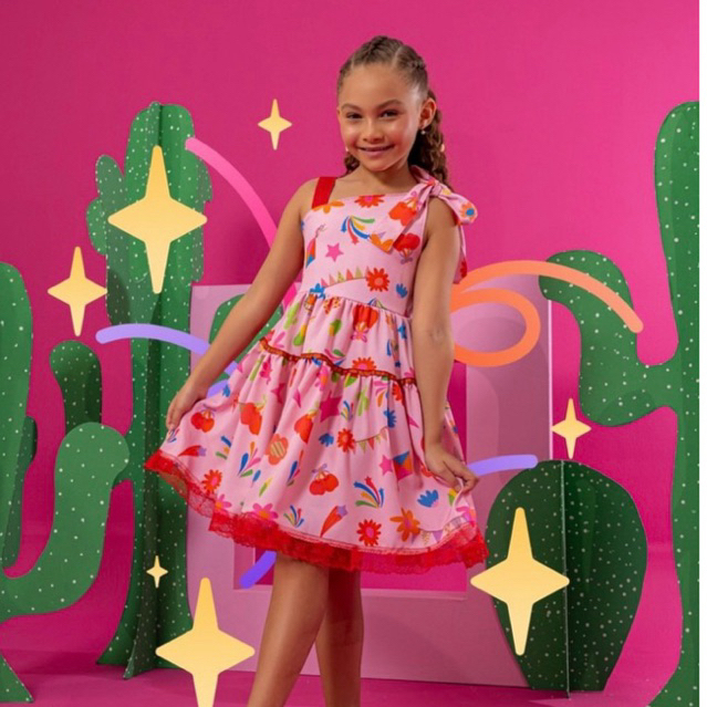 Vestido Infantil Menina Estampado Colorido | Vestido Infantil Júlia