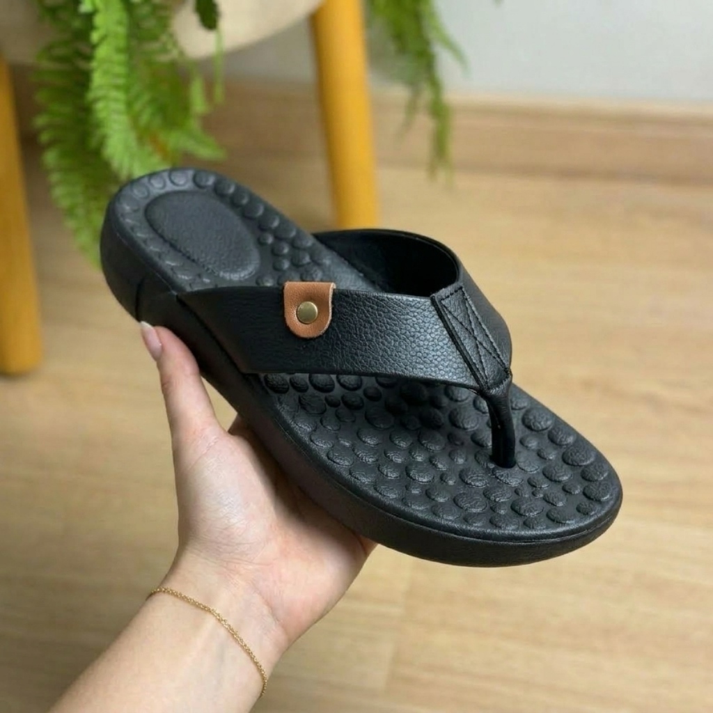 Sandalia Ortopédica Esporão Fascite Plantar Moda UltraConforto Leve Macio Massageador Chinelo Anti stress Antiderrapante