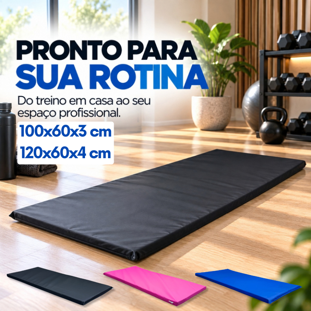 Colchonete Academia 100x60 e 120x60 cm Espuma D23 Fit Mat Yoga Pilates Exercícios Impermeável Utiliz