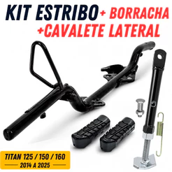Kit Estribo Pedaleira Honda CG Titan Fan Start 125 150 160 Borracha Pedaleira Cavalete Lateral 2014 a 2025