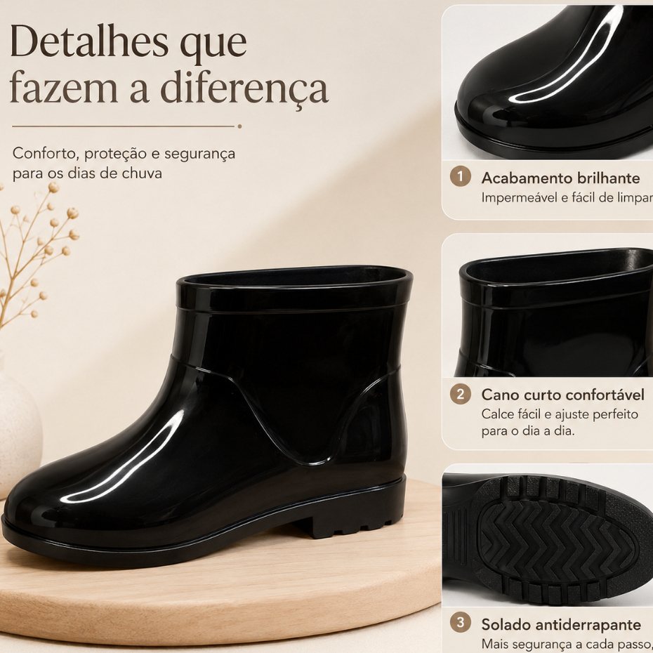 Galocha Infantil Preta para Meninos Bota Impermeável para Chuva Inverno Brincadeiras Escola 23 ao 30