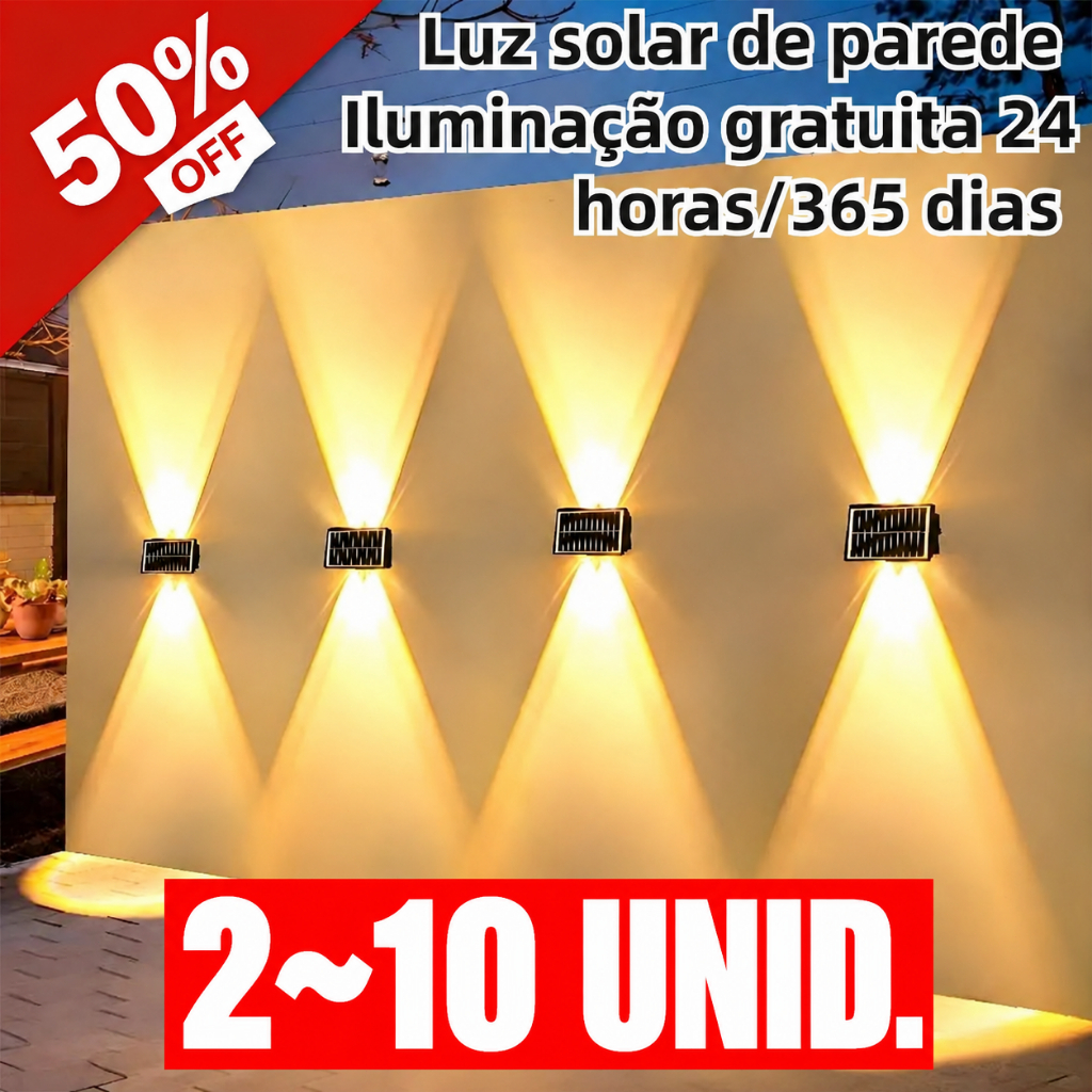 2 a 10 lâmpadas Luminárias de Parede Externa Solar LED, Auto LigarDesligar, À Prova d'Água para Pátio Jardim