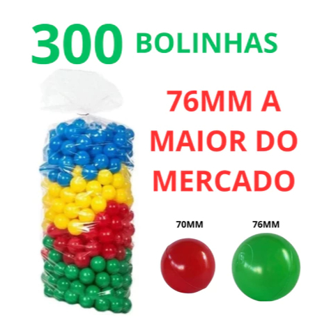 Bolinha Plástica 300 Bolinhas Colorida Piscina Liquidação Bolinha 76mm
