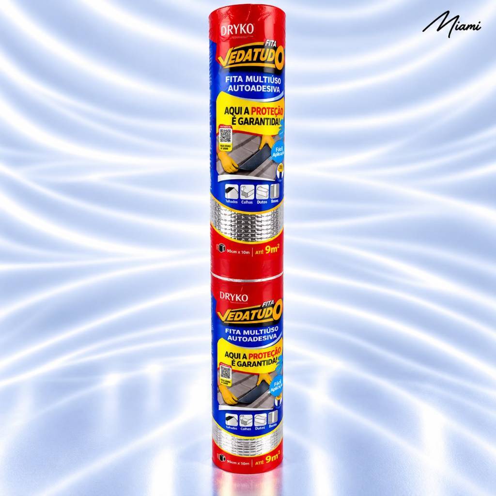 Fita manta asfáltica 90 cm x 10 m auto adesiva aluminizada multiuso Dryko - Vedatudo