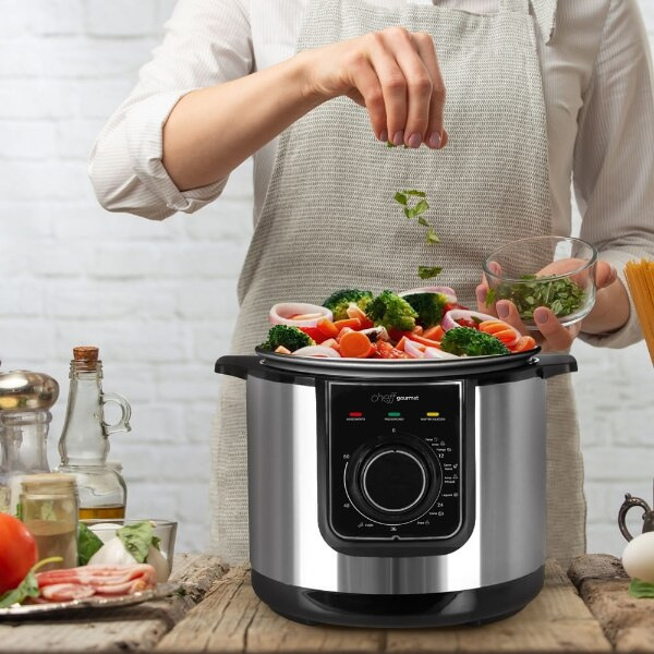 Panela de Pressão Elétrica 5L EOS Cheff Gourmet Multicooker 127V - 9 Dispositivos de Segurança e Timer Programável · foto 2