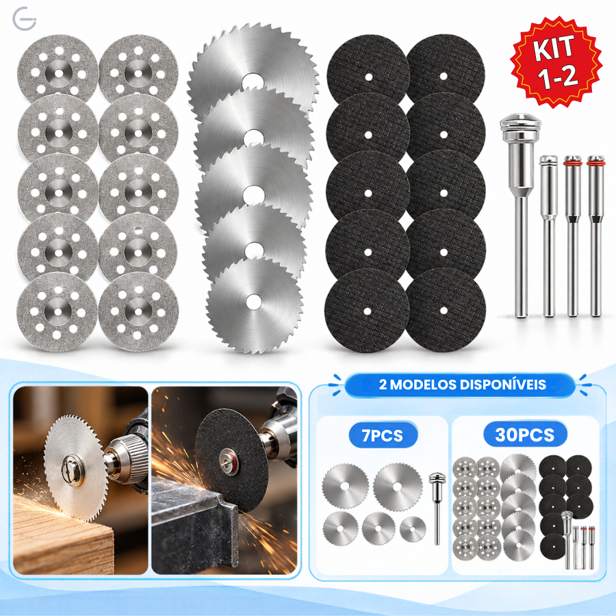 Adaptador Disco de Corte Kit Serra HSS ou Kit Diamantado para Micro Retífica