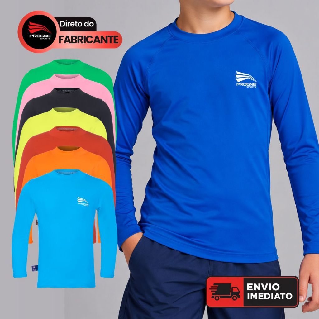 CAMISETA MANGA LONGA INFANTIL UNISSEX - PROTEÇÃO UV50+ E SECAGEM RAPIDA - PROGNE SPORTS