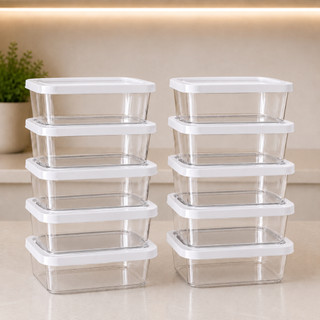 Kit 10 Marmitas Fitness 500ml Transparente BPA Free Microondas Frezeer Organizador Direto Da Fabrica