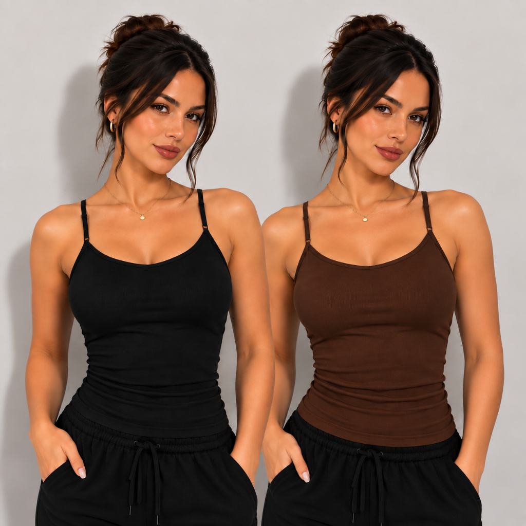Kit 2 Regata Feminina Suplex Canelada Alcinha Alça Regulável Cropped Blusa Básica Verão