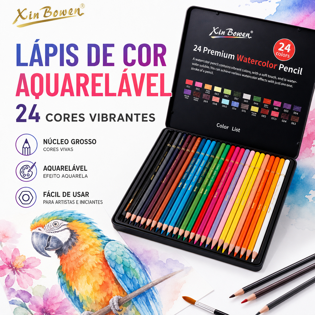 Kit 12/24/36 Cores Conjunto Profissional de Lápis Coloridos Lápis de Cor para Desenho Arte