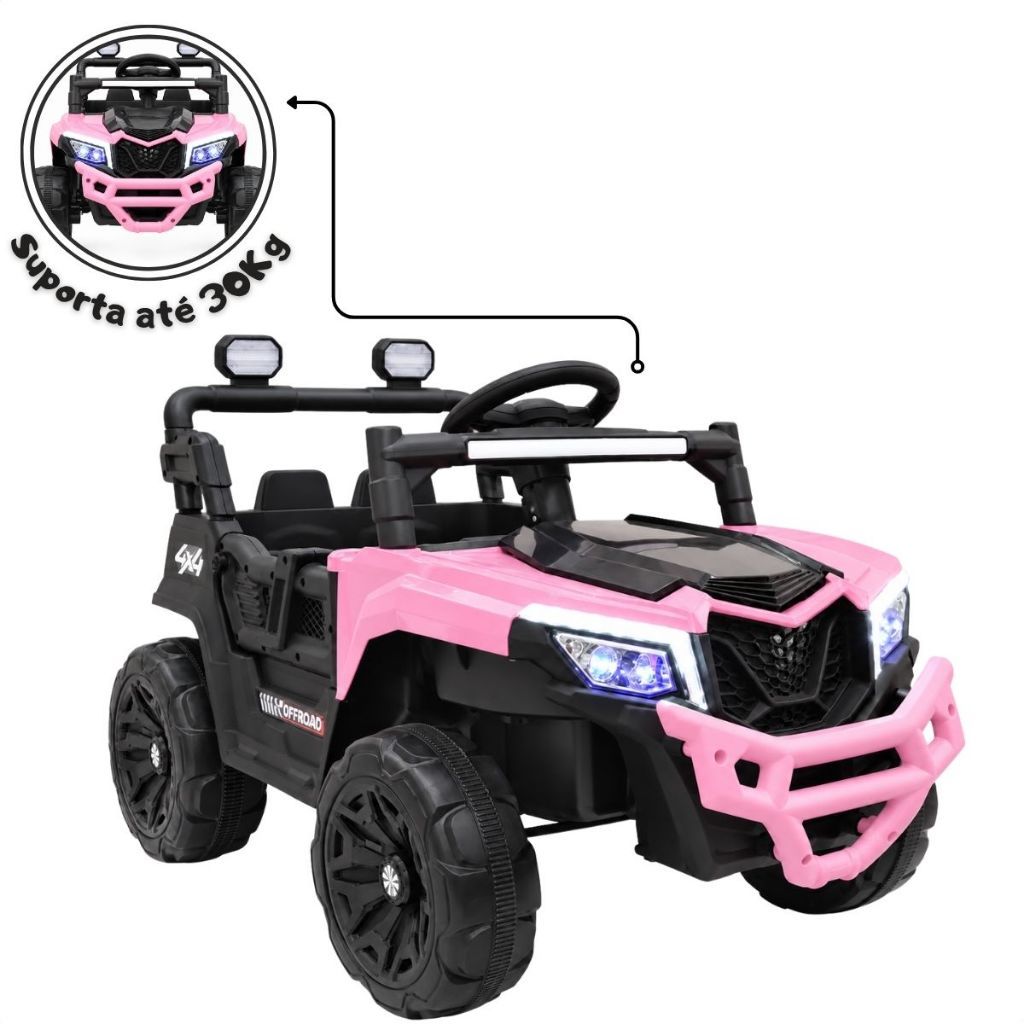 Carro Jipe Elétrico Infantil UTV 12v Bateria Música Controle Remoto e Luz · foto 2