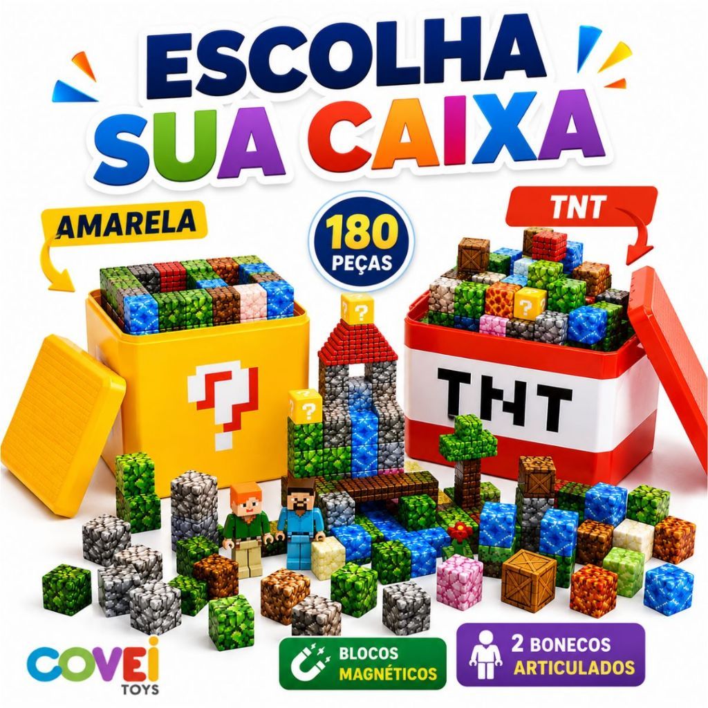 Bloco De Montar Magnético Infantil Cubos Mine Construção Brinquedo Educativo Crianças Criatividade
