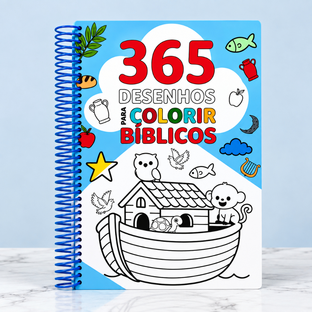 365 Desenhos Bíblicos para Colorir Espiral Livros Bíblicos Infantis Educação Cristã para Crianças