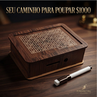 Cofrinho do Desafio 1000 Caixinha de Economia Cofre com Caneta Acompanhe cada Depósito