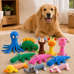 Brinquedo De Pelúcia Mordedor Interativo Para Cães Durável Desenho Animado Filhotes Adultos Idosos