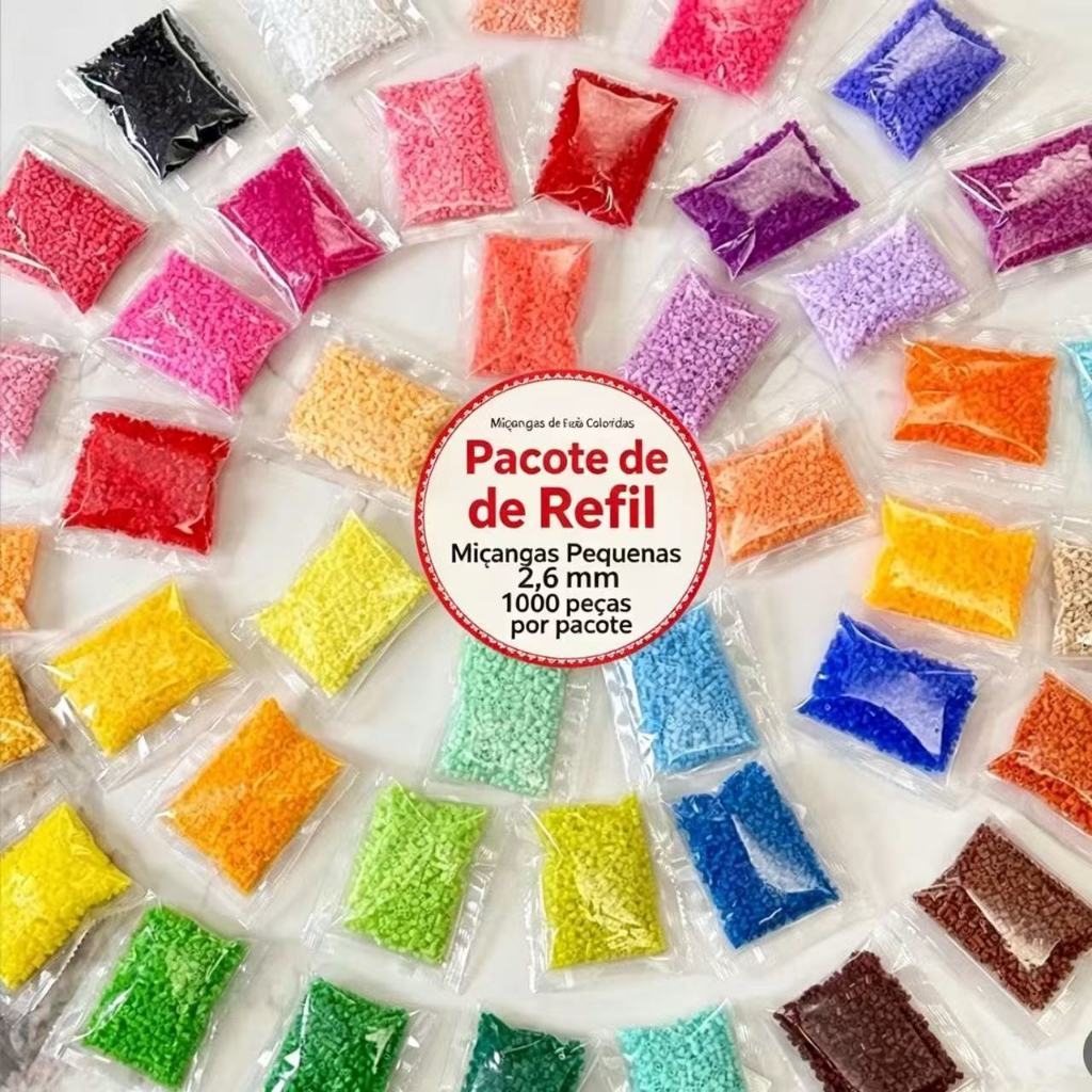 Pacote de Refil Miçangas de Feitiço Coloridas Miçangas Pequenas 2,6 mm 1000 Peças por Pacote