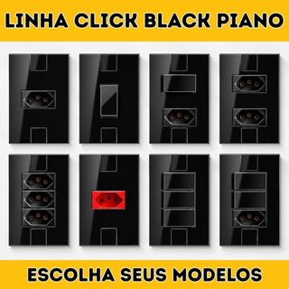 Tomadas e Interruptores Preto Linha Click Black Piano Preto Brilhante Acabamento Premium Mectronic