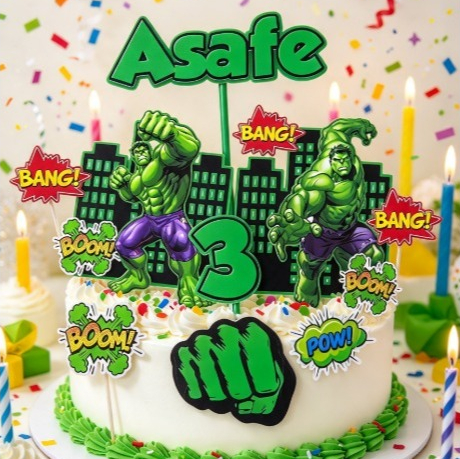 TOPO DE BOLO HULK - ANIVERSÁRIO/DECORAÇÃO/PERSONALIZADO 3D ALTO RELEVO
